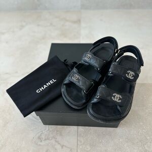 Chanel Black Sandals with Logo